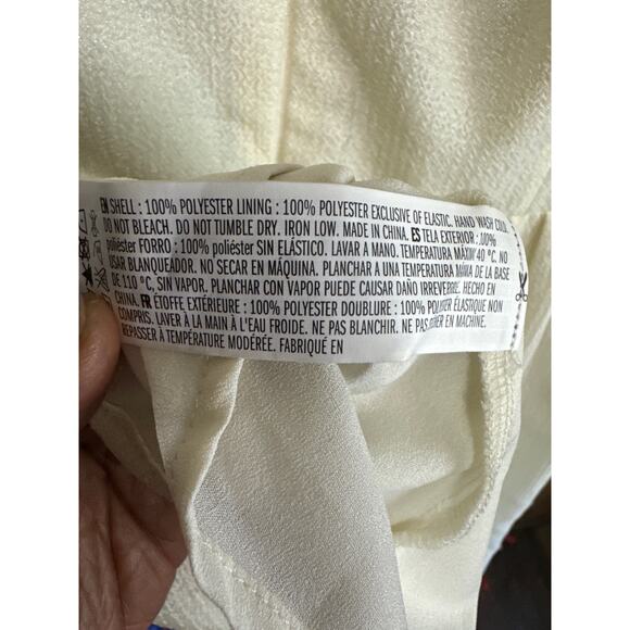 English Factory Cream Balloon Sleeve Sweetheart Neck Mini Dress Lined Large - Picture 7 of 7